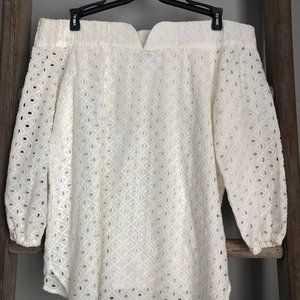 White eyelette top; size XS